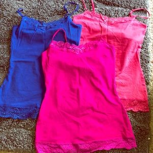 Like new 3 lace trimmed bra tanks